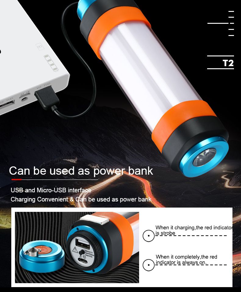Camping LED Light T2 Taschenlampe Taschenlampe Taschenlampe Zelte Licht Lampe