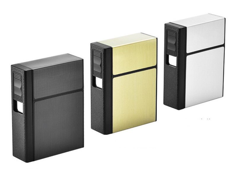 CC035A Brand New Detachable Metal Cigarette Case mit USB Rechargeable Eletronic Lighter