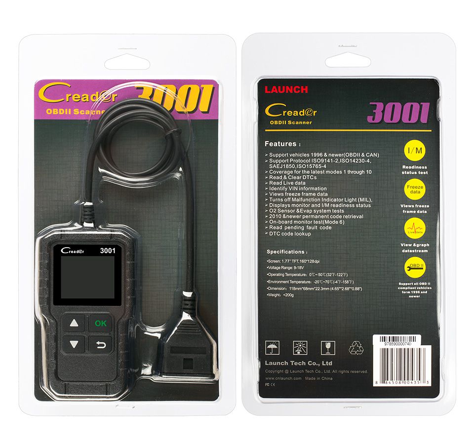 LAUCH X431 Creader 3001 Full OBD2 EOBD Code Reader