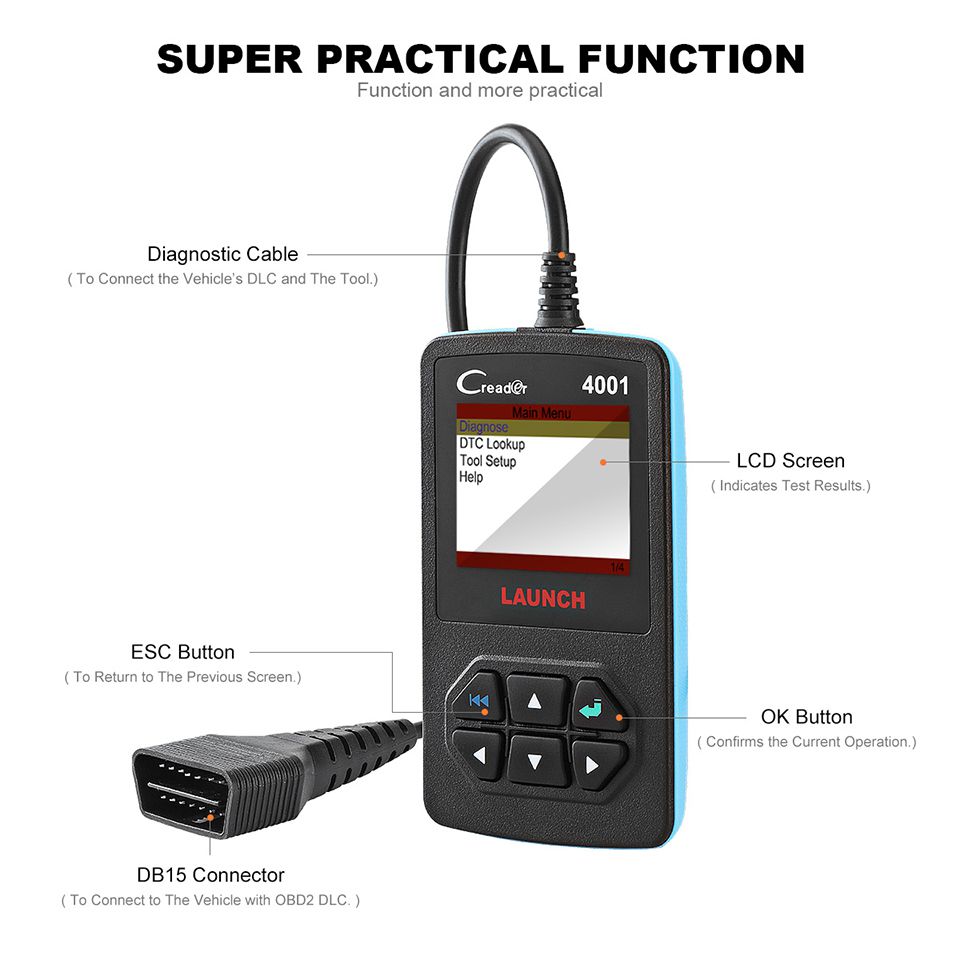 Starten Sie den CReader 4001 OBD2 Code Reader Diagnostic Scanner