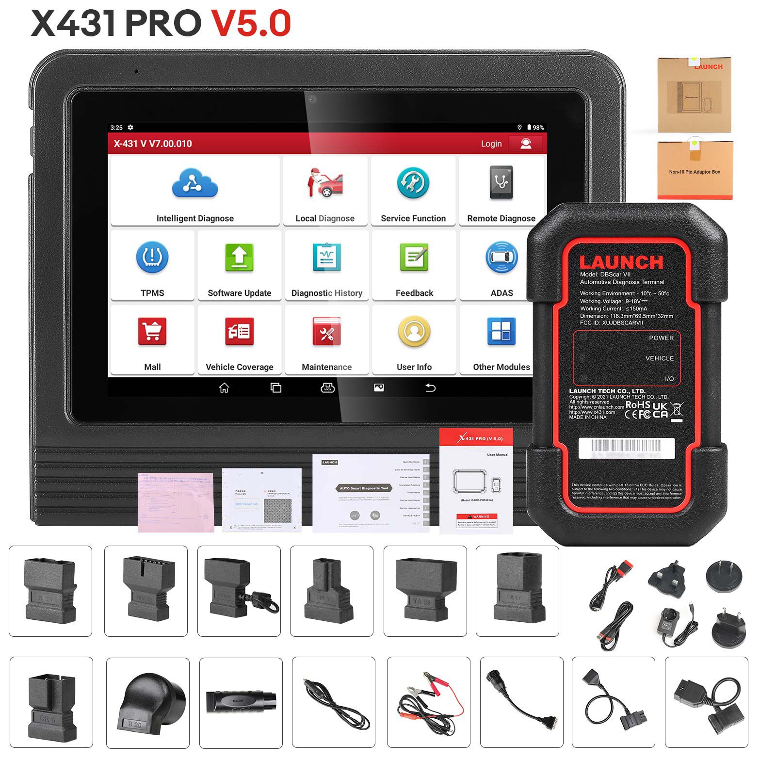 Launch X431 V 5.0 (X431 Pro) 8inch Wifi/Bluetooth bidirectional Full System Diagnostic Scanner unterstützt CAN FD DOIP, VAG Guide