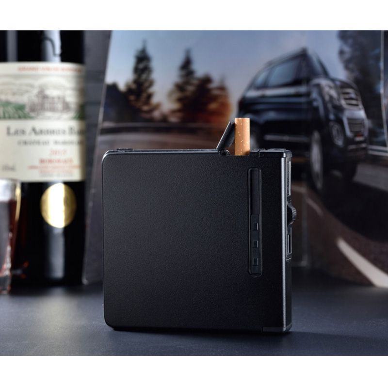 Automatische Ausstoßung Metall Zigarettenkoffer Zigarre Box Windproof Inflatable Gas Lighter