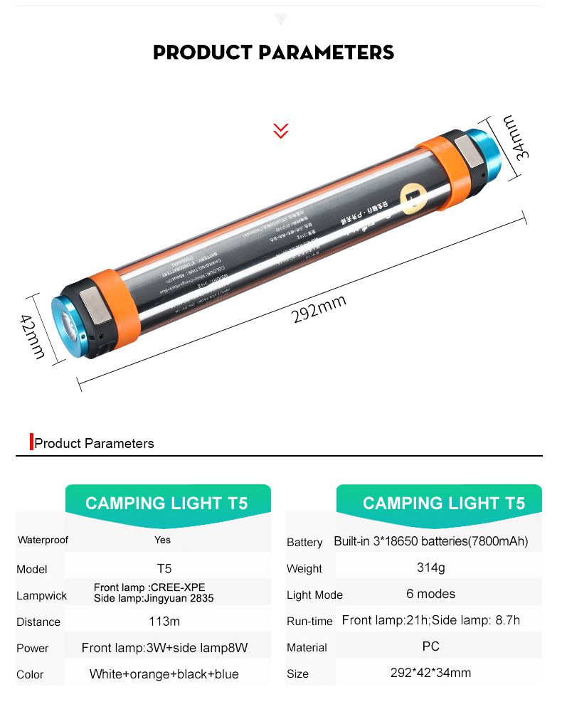 T5 Multifunktionslampe Camping Light