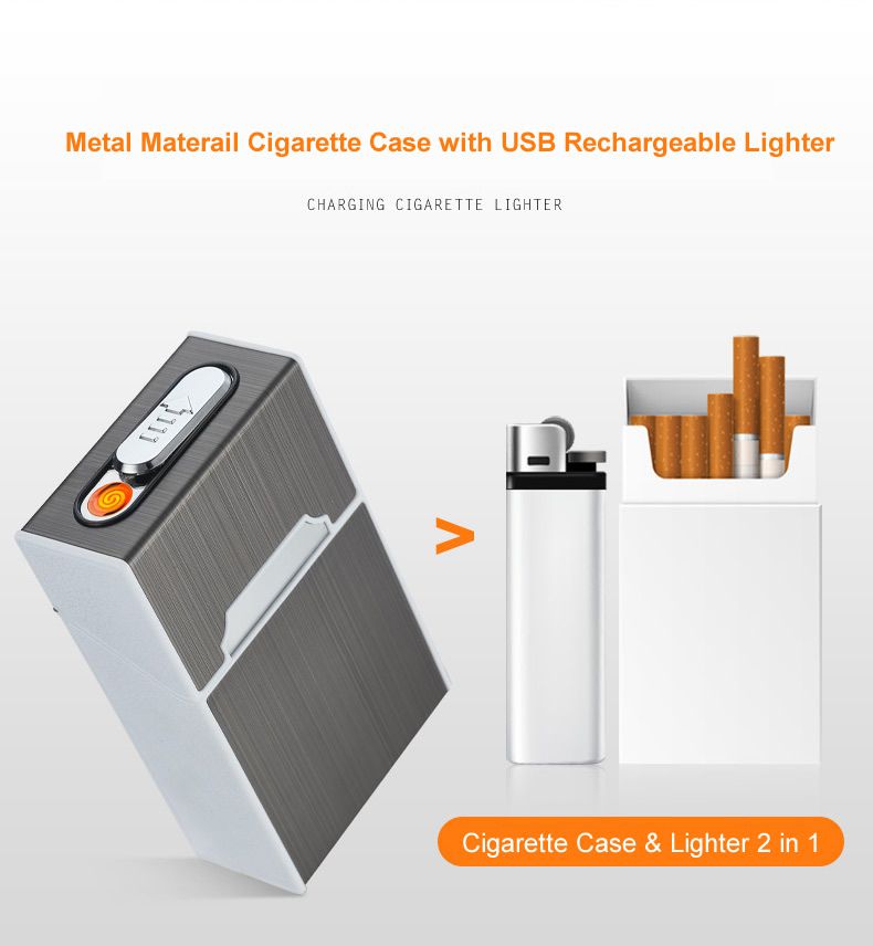 MetallCigarette Case -Portable USB Electronic Cigarette Case Box