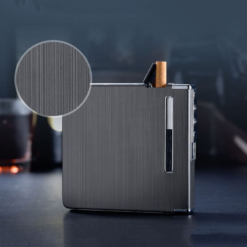 Automatische Ausstoßung Metall -Zigarettenkoffer mit USB -Rechargeable Electric Lighters