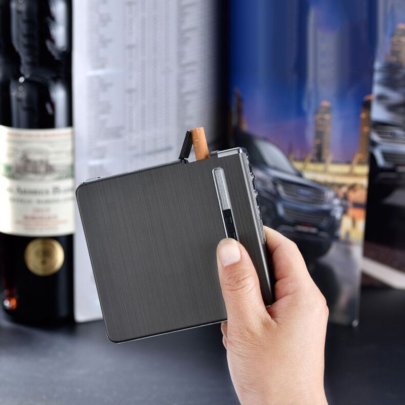 Automatische Ausstoßung Metall -Zigarettenkoffer mit USB -Rechargeable Electric Lighters