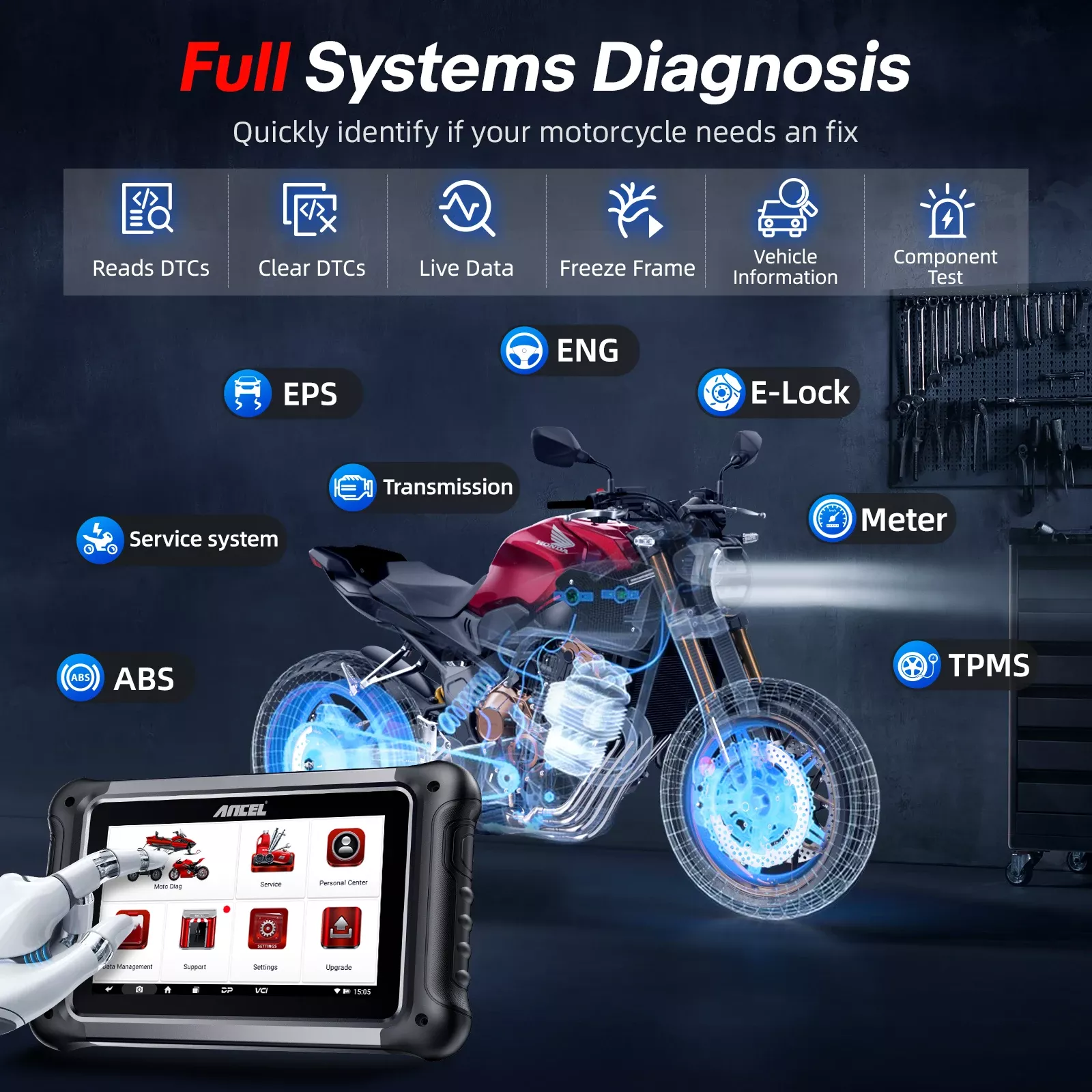 ANCEL MT700 OBD2 Motorrad Scanner