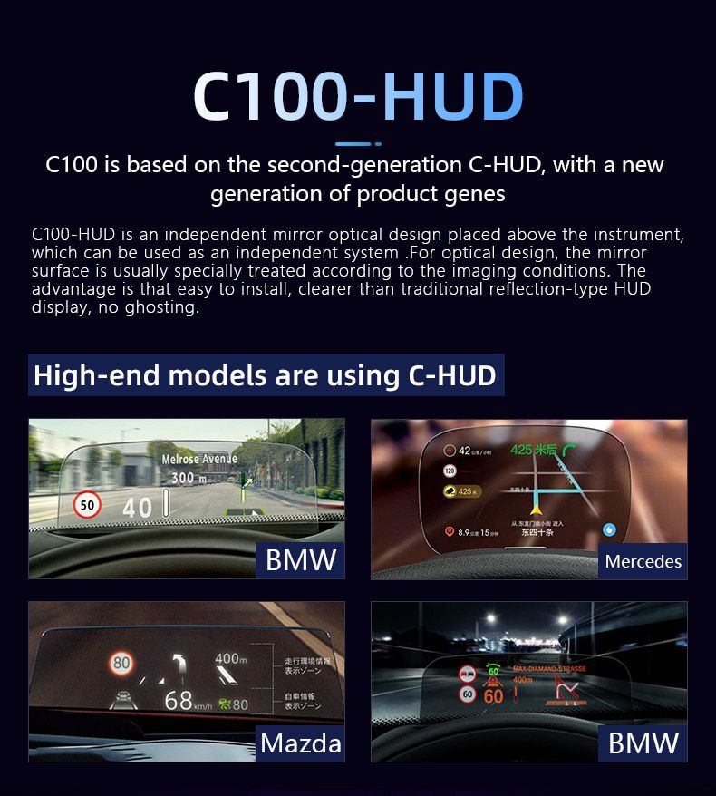 C100 Head Up Display OBD2 HUD Mirror
