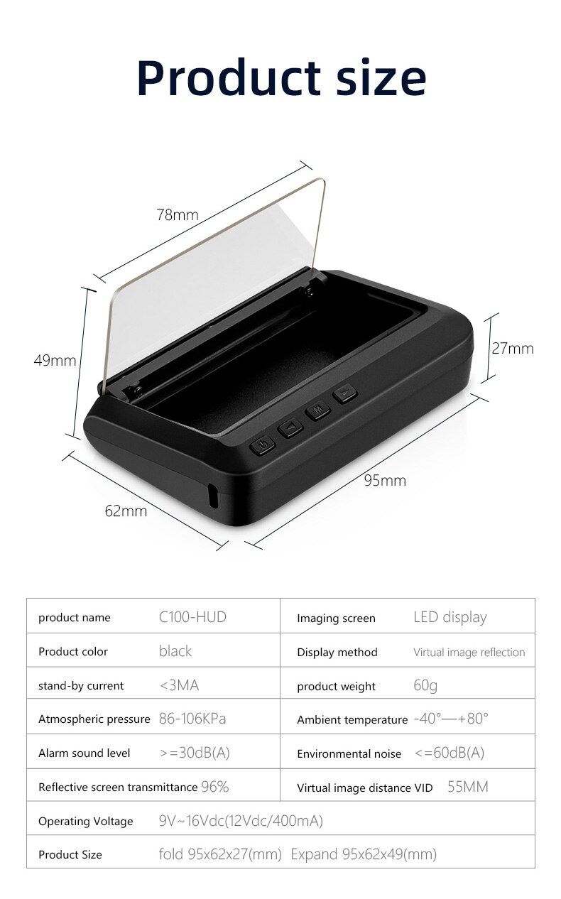 C100 Head Up Display OBD2 HUD Mirror
