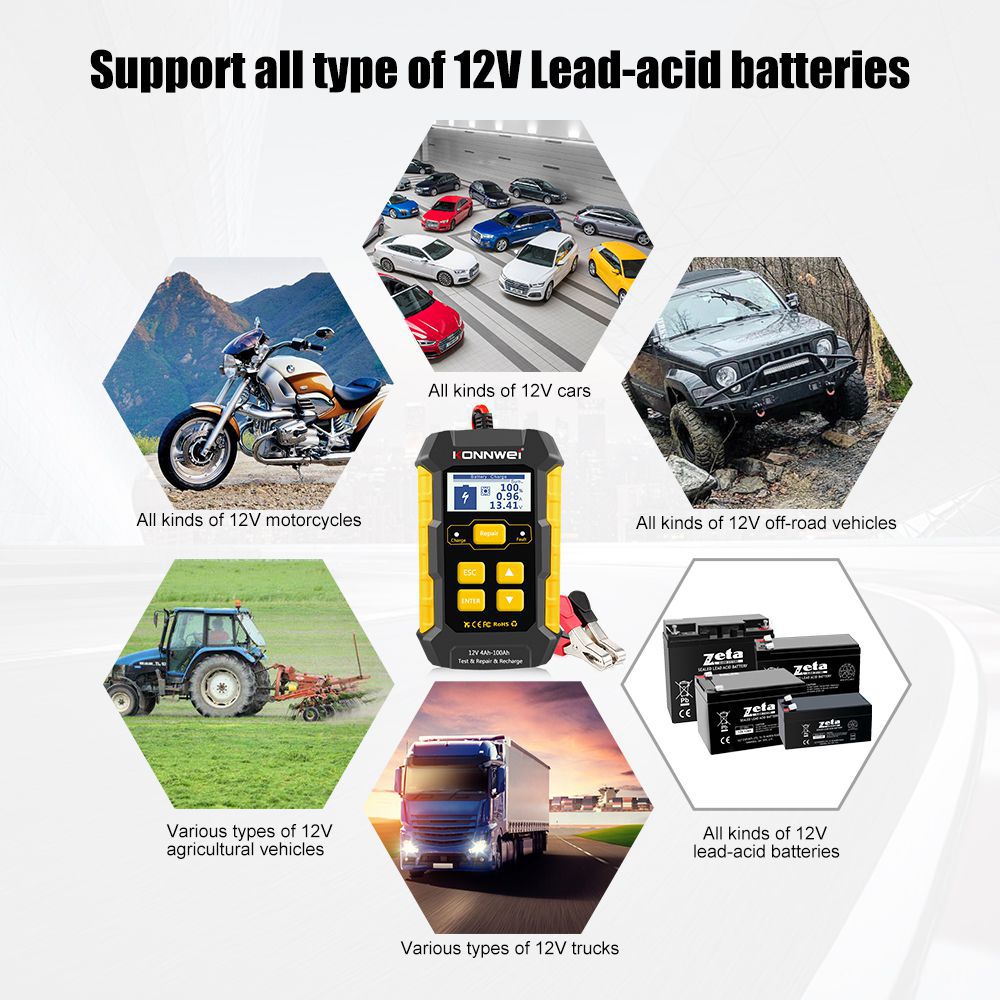 KONNWEI KW510 Full Automatic 12V Car Battery Tester