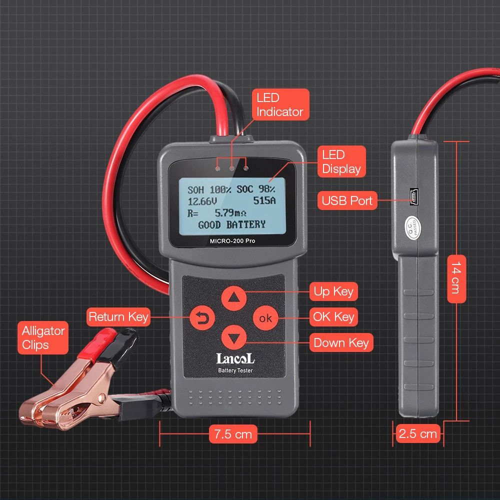 Lancol Micro200Pro 12v Batterie Kapazität Tester