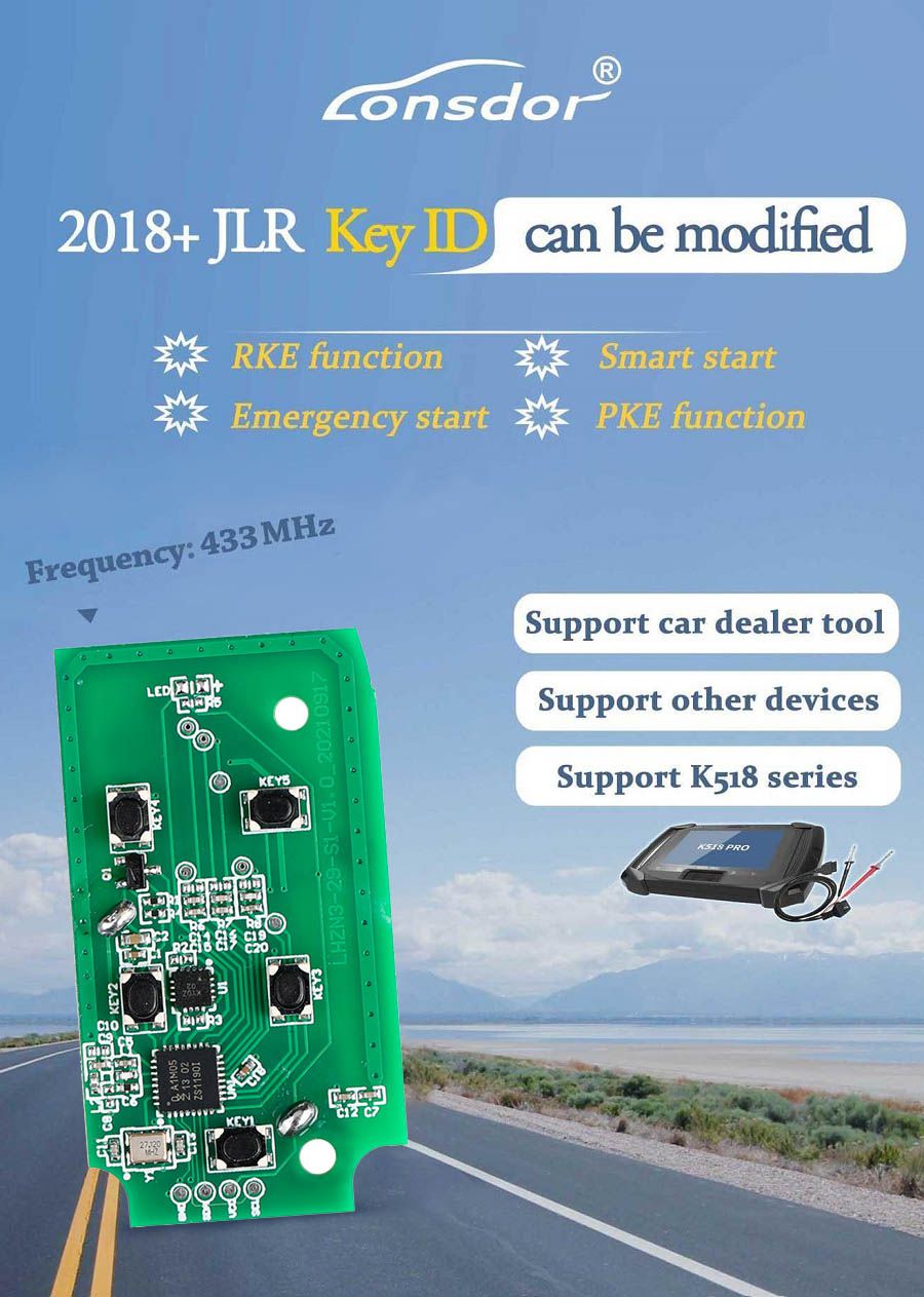 Lonsdar Smart Key für 2018-2021 Land Rover Jaguar 315MHz/433MHz