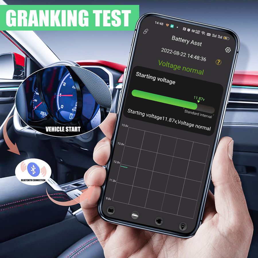 Vgate Batterie Assistent BlueTooth 4.0 Wireless 6~20V Aut