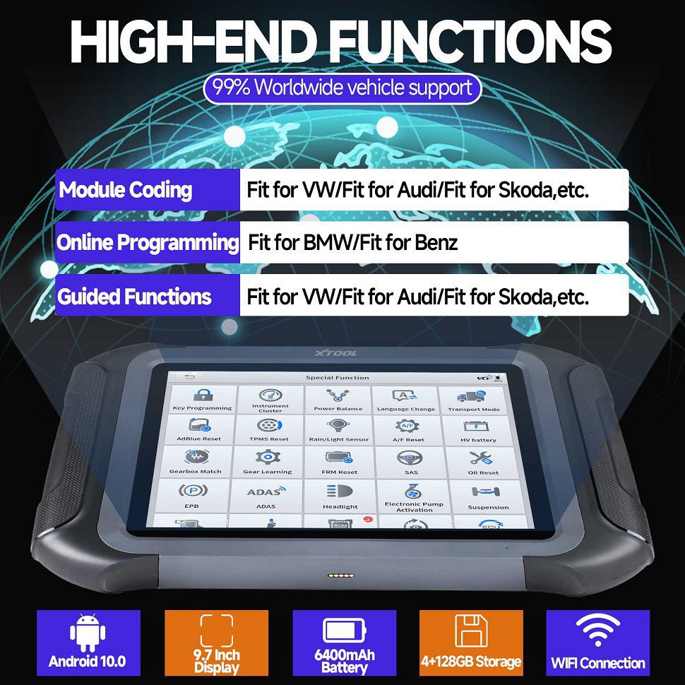 XTOOL D9S PRO Auto Diagnose Scanner Unterstützung ECU Coding Topologie Mapping Key Programmierung 42 Service Funktionen CAN FD DoIP