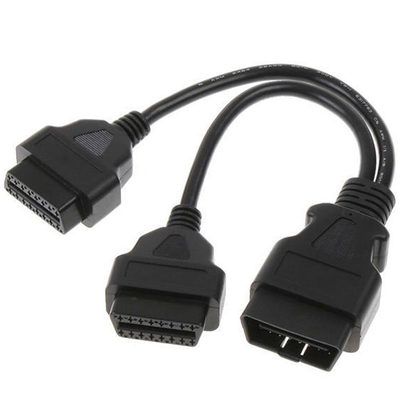 16Pin OBD2 OBDII Splitter Verlängerungskabelverbinder 1 Mann bis 2 Dual Weibliche Y Kabel 30CM