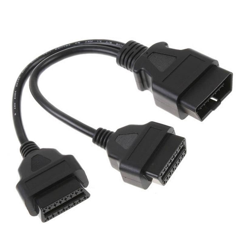 16Pin OBD2 OBDII Splitter Verlängerungskabelverbinder 1 Mann bis 2 Dual Weibliche Y Kabel 30CM