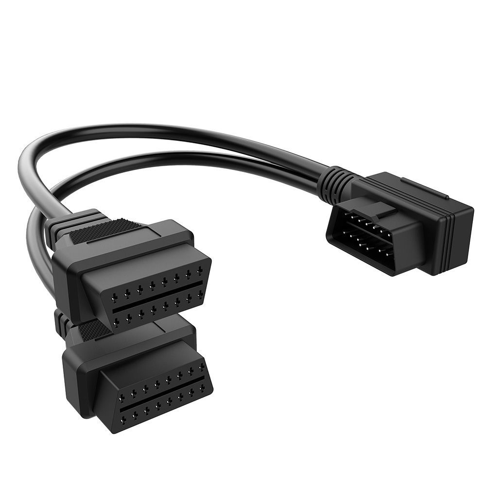 1ft 30cm OBD2 16 Pin Right Angle Splitter Y Cable Mann to 2 Weibliche Y Splitter Verlängerungskabel