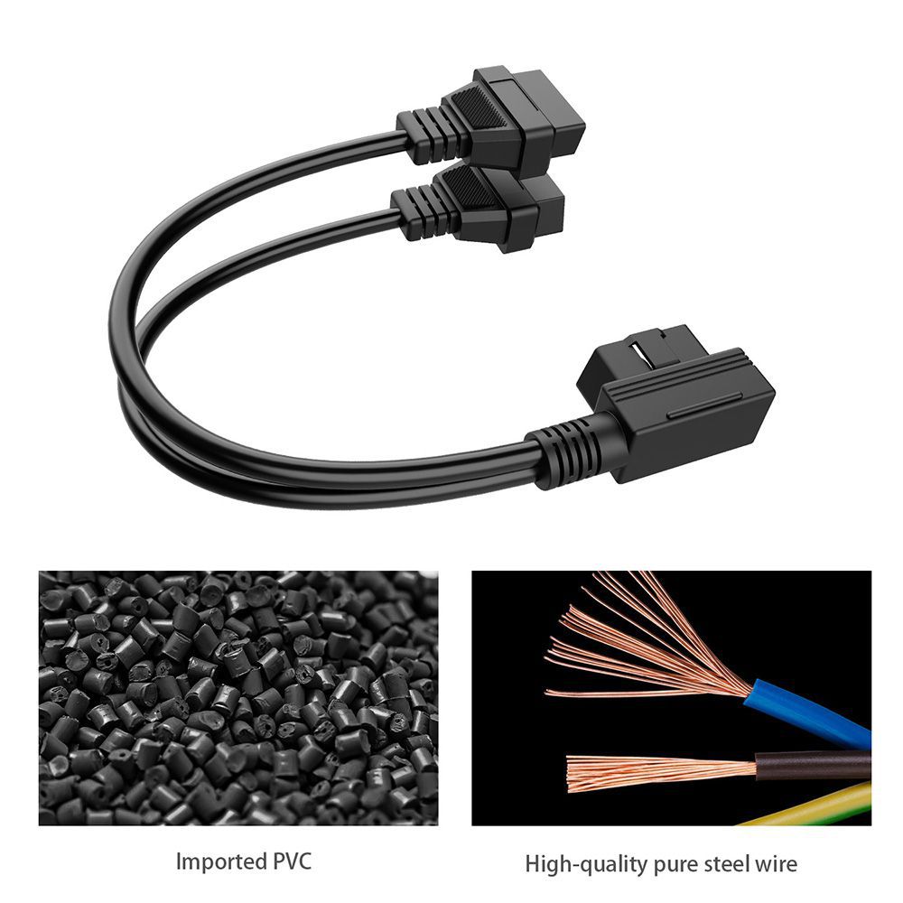 1ft 30cm OBD2 16 Pin Right Angle Splitter Y Cable Mann to 2 Weibliche Y Splitter Verlängerungskabel