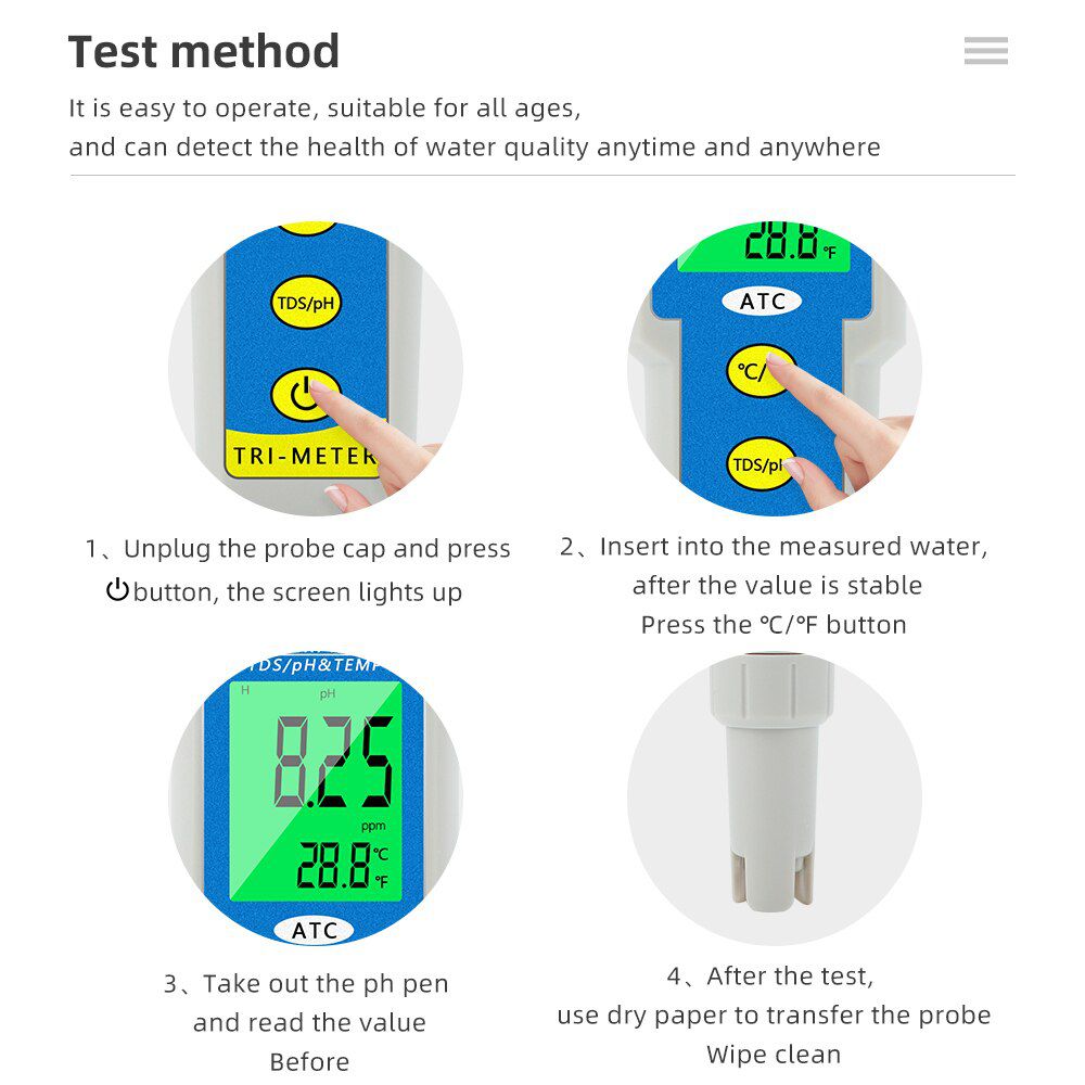 3 in 1 PH/TDS/Temperatur Meter LCD Anzeige 0.01 ATC Wasser Qualität Acidometer für Trinkwasser Aquarien PH Tester