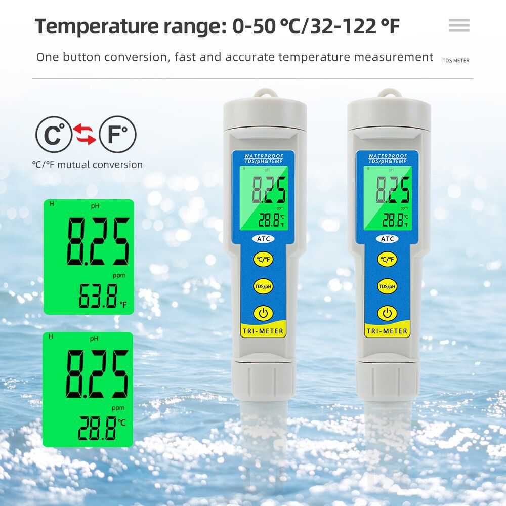 3 in 1 PH/TDS/Temperatur Meter LCD Anzeige 0.01 ATC Wasser Qualität Acidometer für Trinkwasser Aquarien PH Tester