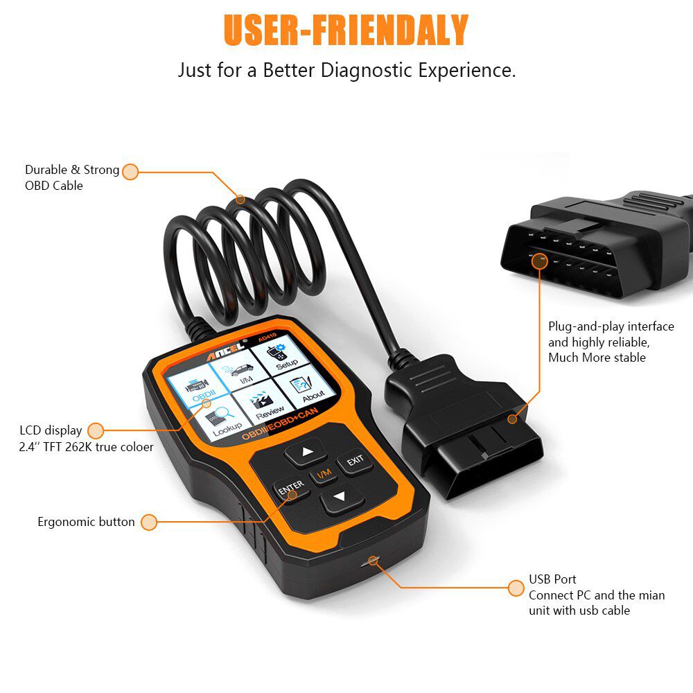 ANCEL AD410 OBD2 Scanner Code Reader Unterstützung Volle OBDII/EOBD Funktion Auto OBD 2 Scanner Auto Diagnose Tool Freies Upgrade