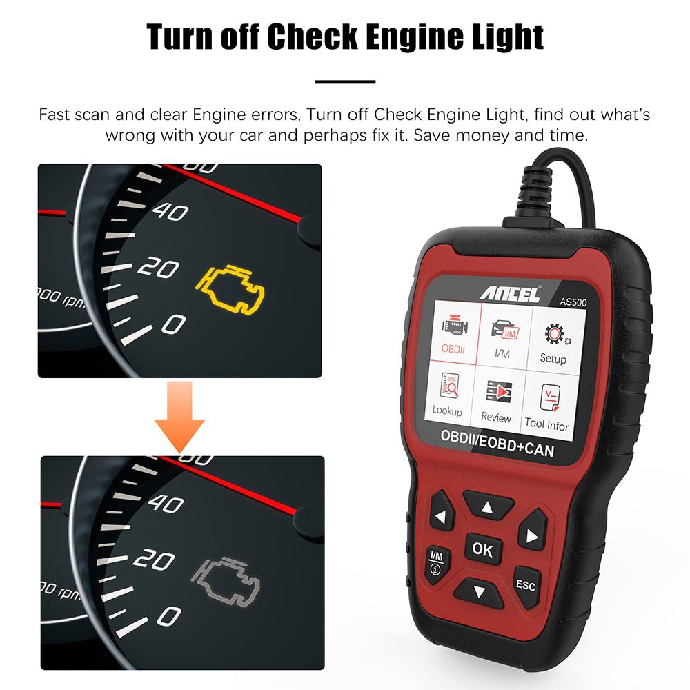 ANCEL AS500 OBD2 Automotive Scanner Professional Code Reader Auto Diagnose Tool Check Engine Mehrsprachige Multibrand Diagnose