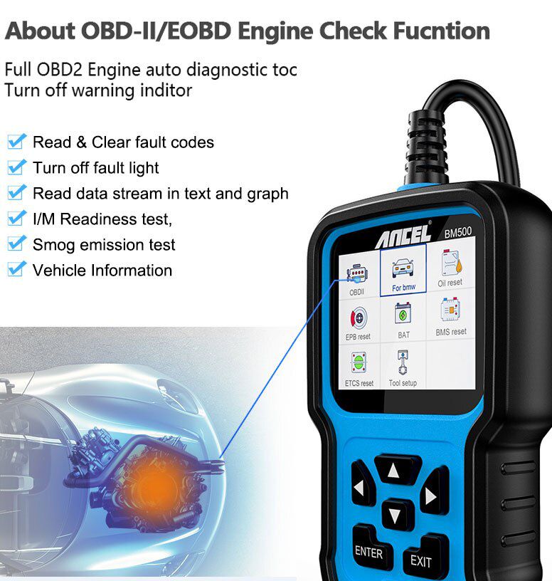 ANCEL BM500 OBD2 Scanner Alle System Auto Diagnose Werkzeug Motor ABS SRS SAS EPB ETC BMS PCM Öl Reset Automotive Scanner für BMW