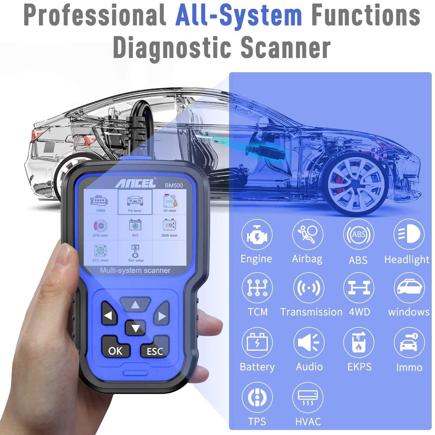 ANCEL BM500 OBD2 Scanner Alle System Auto Diagnose Werkzeug Motor ABS SRS SAS EPB ETC BMS PCM Öl Reset Automotive Scanner für BMW