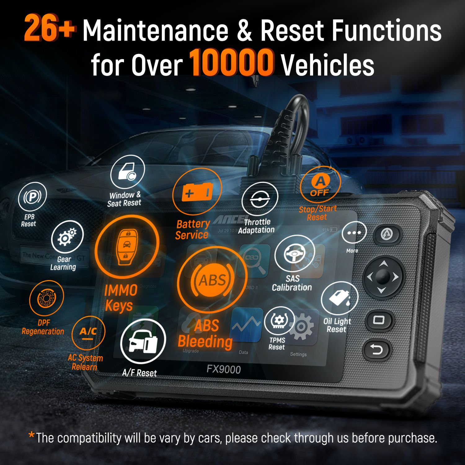 Ancel FX9000 OBD2 Automobilscanner Professionelle OBD 2 Auto Werkzeuge Alle System SRS TPMS TPS DPF IMMO Zurücksetzen ODB2 Diagnosewerkzeug