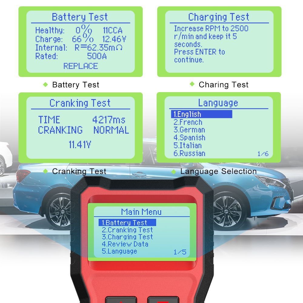 ANCEL BST100 Car Battery Charger Tester 12V 2000CCA Spannungsprüfung von PKW Charging Circuit Load Tester Tools PK KW600