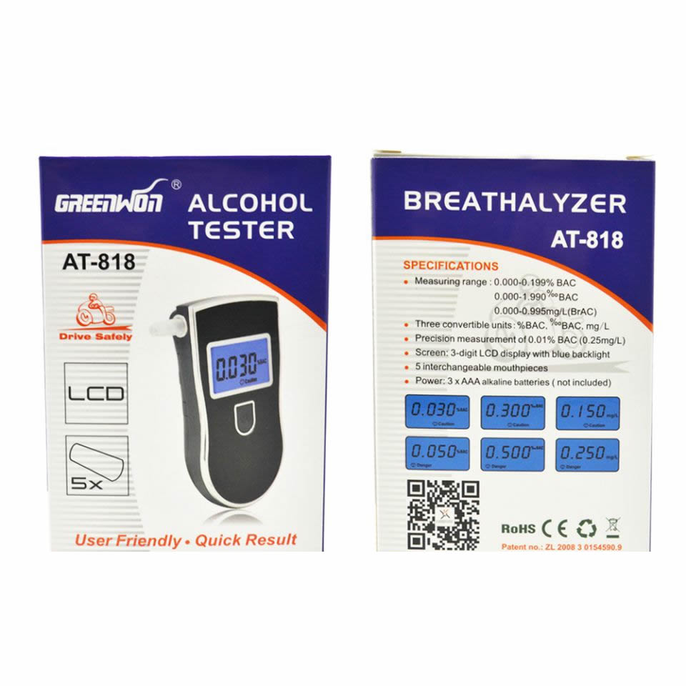 AT -818 Digital Alcotest Alcohol Tester Breath Analyzer Detektor