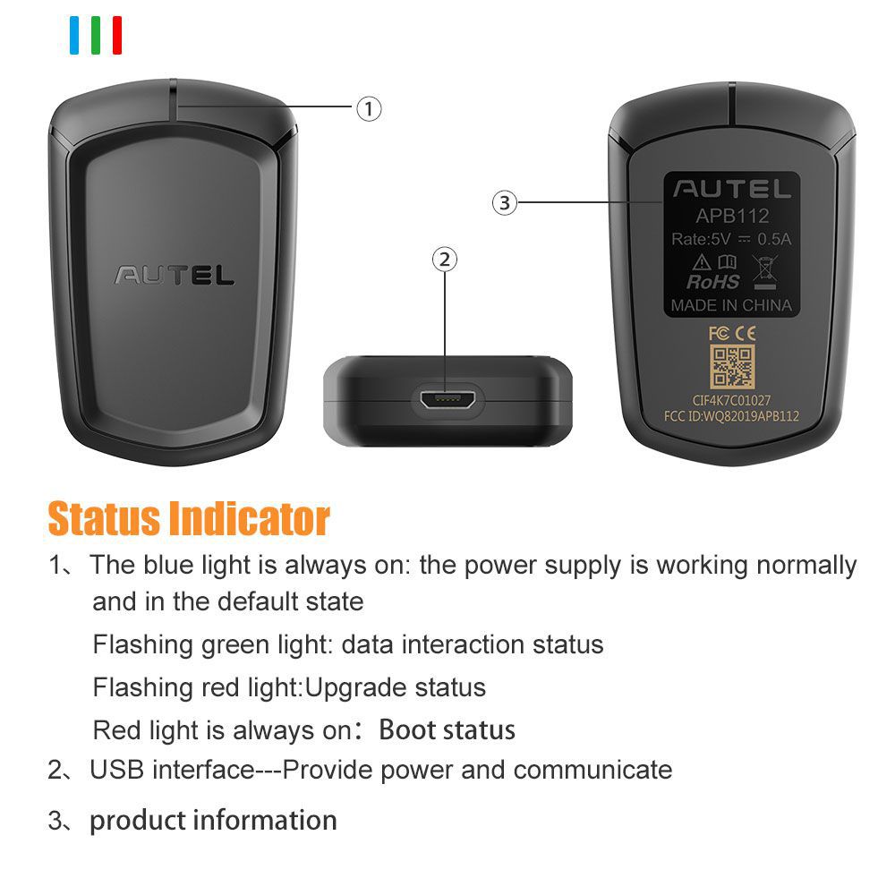 Autel APB112 Smart Key Simulator Hauptgerät und USB Kabel Set für IM608 IM508