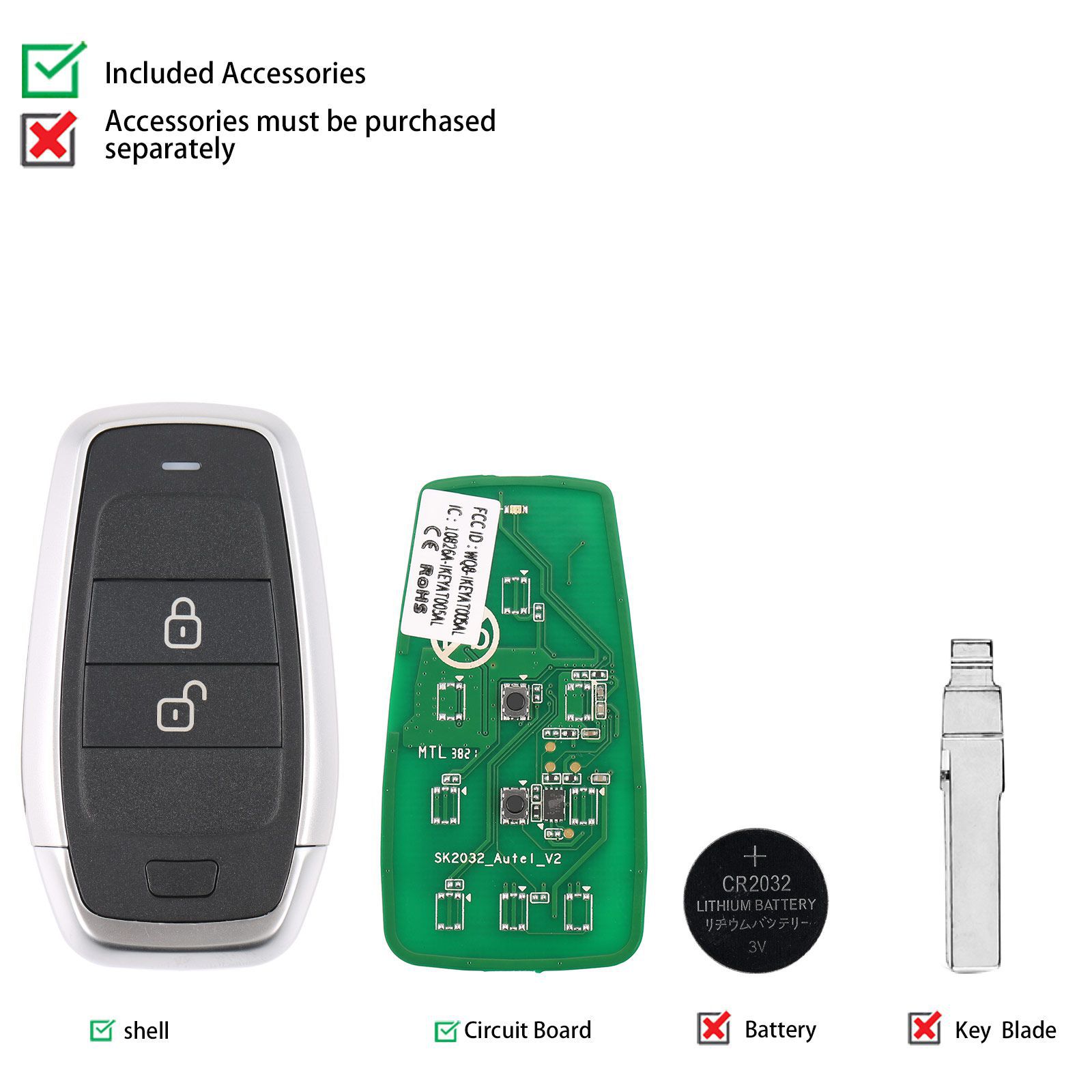 AUTEL IKEYAT02AL 2 Tasten Unabhängige Universal Smart Key 5pcs/lot