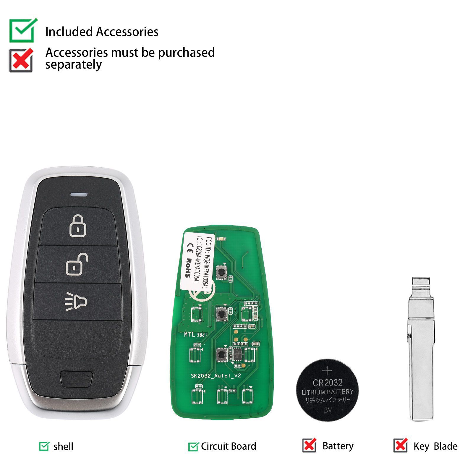 AUTEL IKEYAT003AL 3 Tasten Unabhängige Universal Smart Key 5pcs/lot