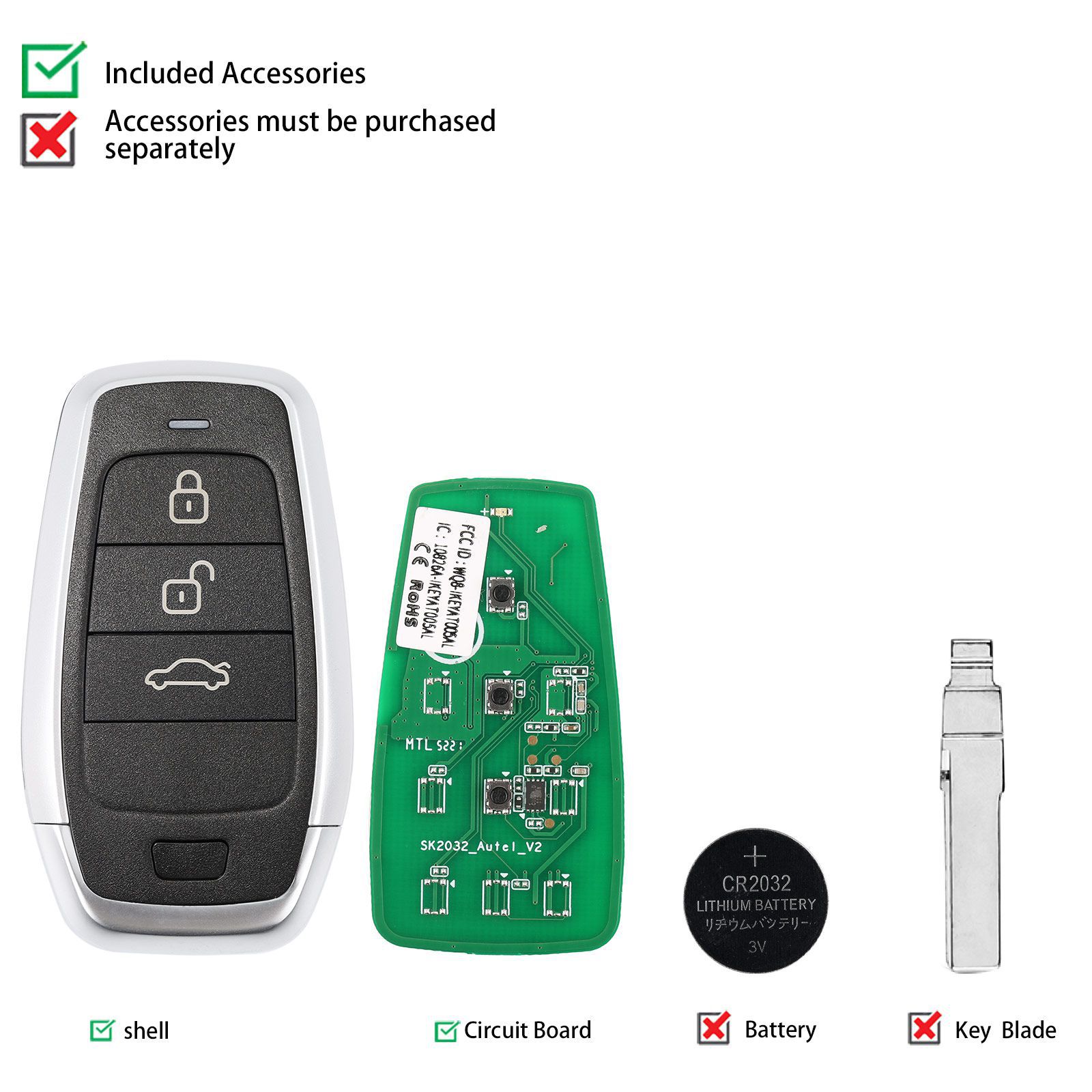 AUTEL IKEYAT003BL 3 Tasten Unabhängige Universal Smart Key 5pcs/lot