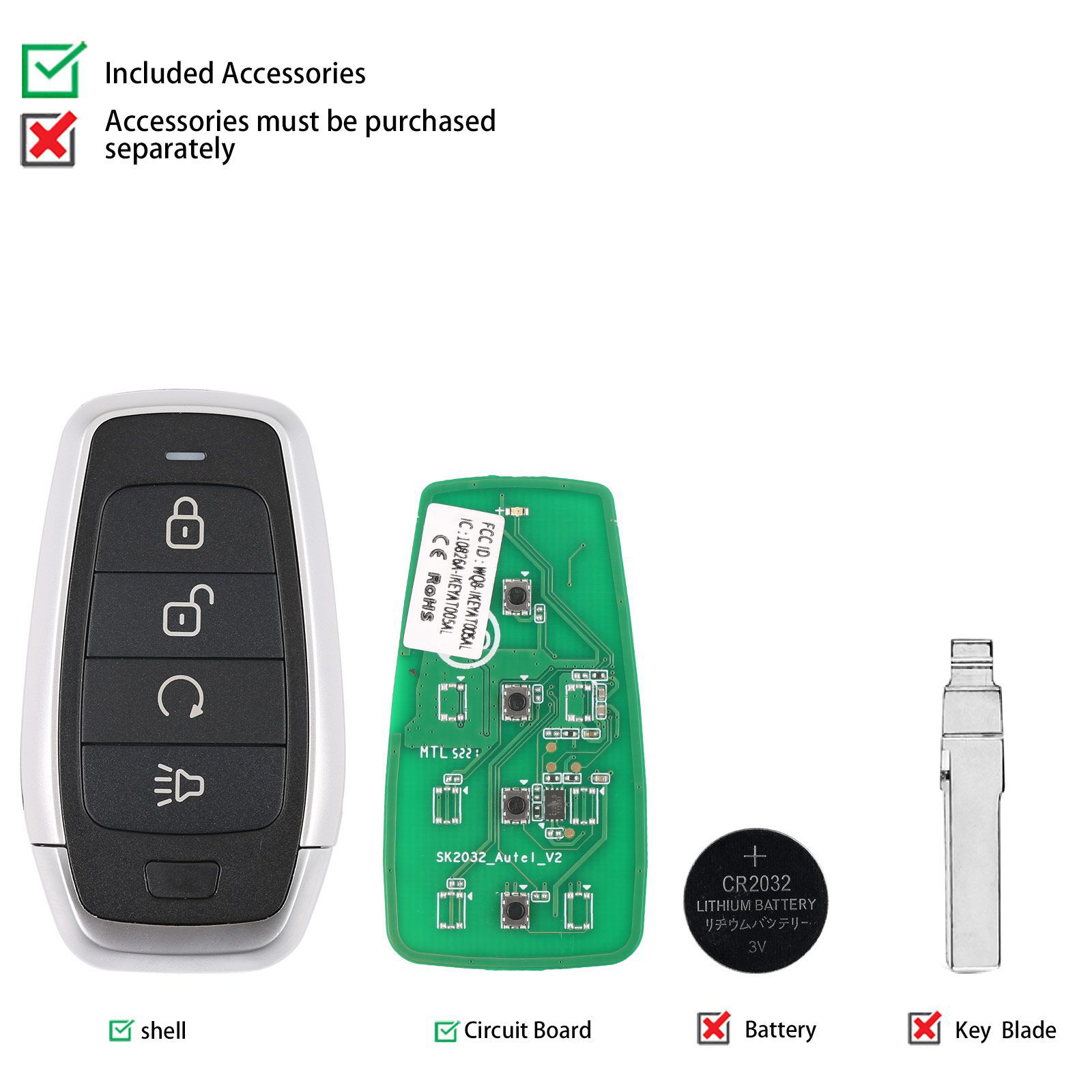 AUTEL IKEYAT004BL 4 Tasten Unabhängige Universal Smart Key 5pcs/lot