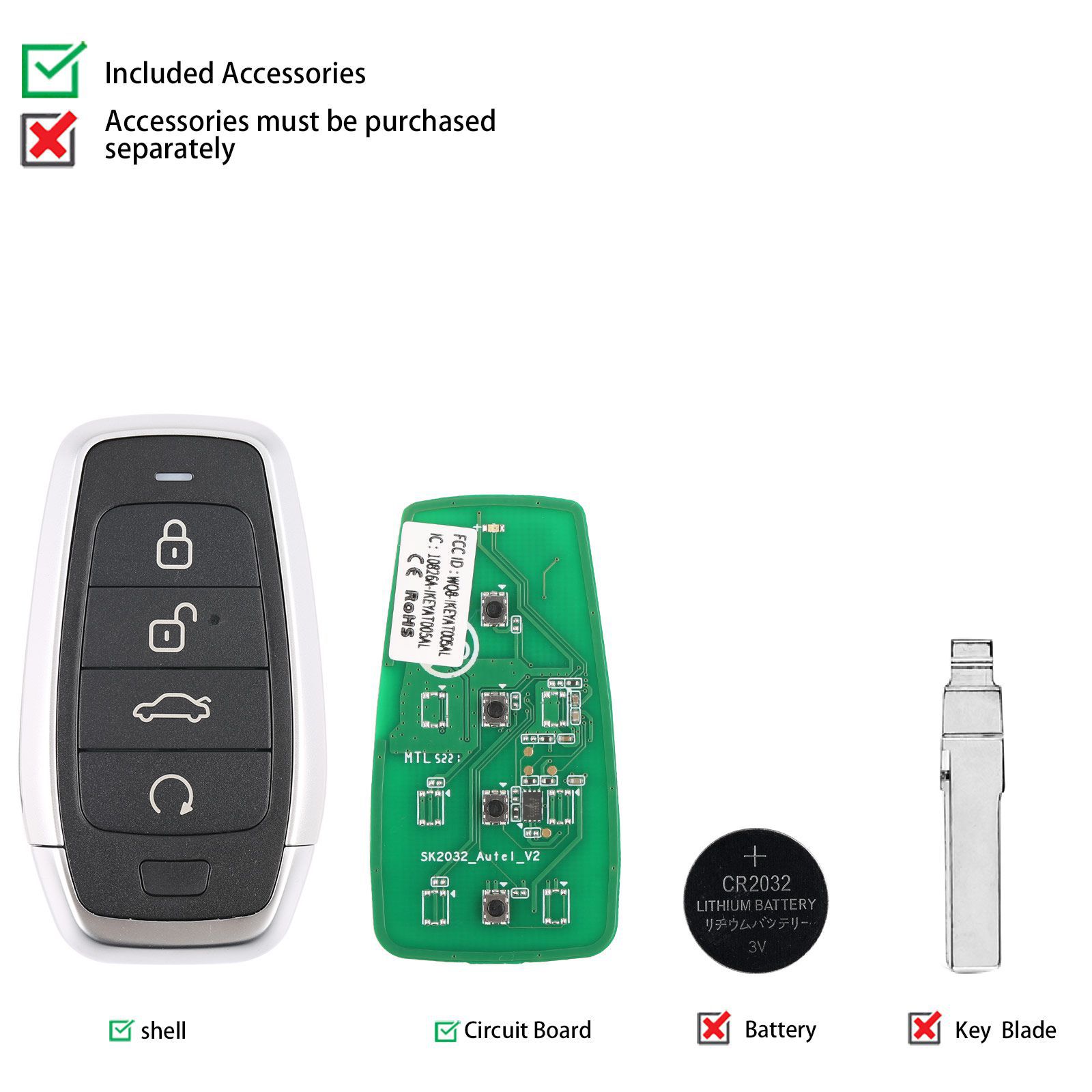 AUTEL IKEYAT004EL 4 Tasten Unabhängige Universal Smart Key 5pcs/lot