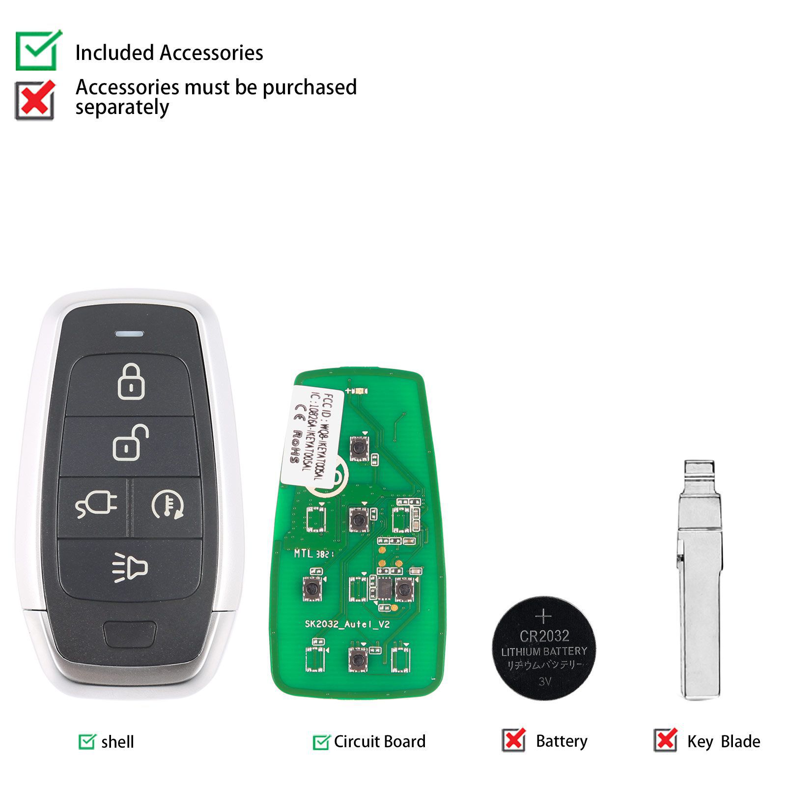 AUTEL IKEYAT005DL 5 Buttons Independent Universal Smart Key 5pcs/lot