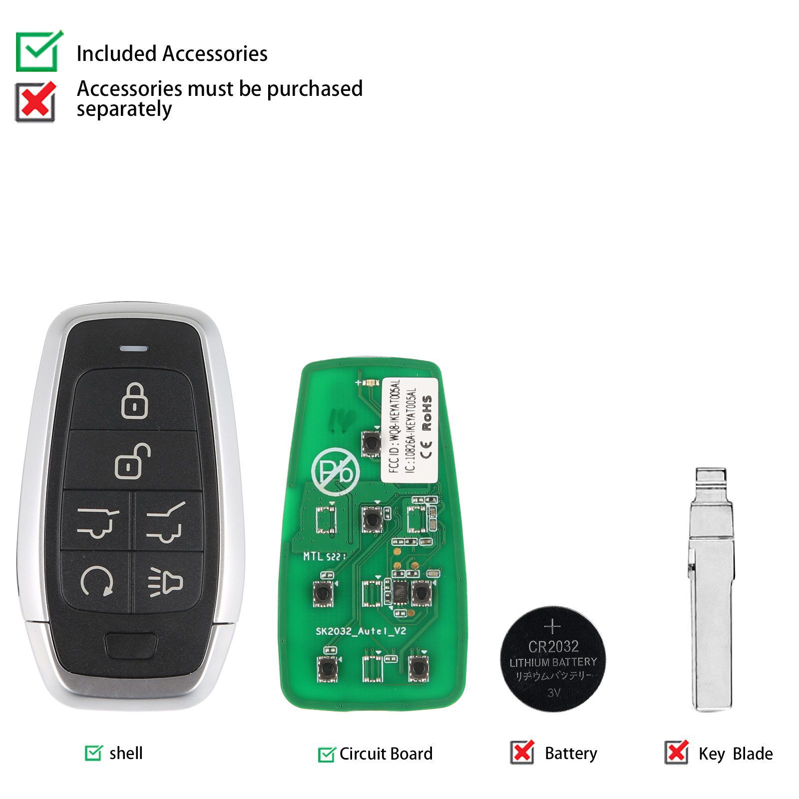 AUTEL IKEYAT006EL 6 Tasten Unabhängige Universal Smart Key 5pcs/lot