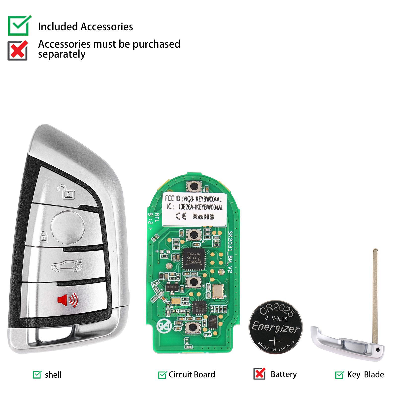 AUTEL IKEYBW004AL BMW 4 Tasten Smart Universal Key Compaitble mit BMW 5pcs/lot