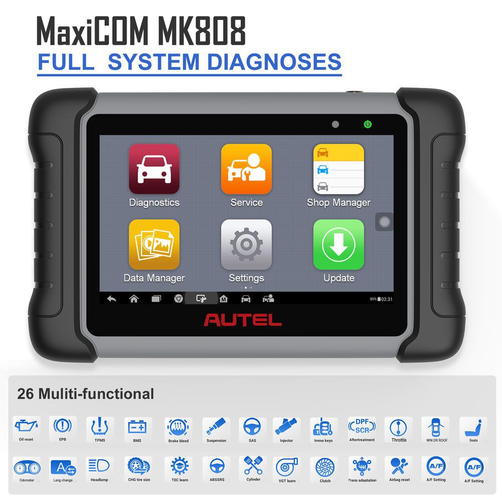 Autel Scanner MaxiCOM MK808 AU Version Alle Systemdiagnose Ausgestattet mit 25+ Wartungsfunktionen IMMO/EPB/BMS/SAS/TPMS/AutoVIN/ABS Blutung