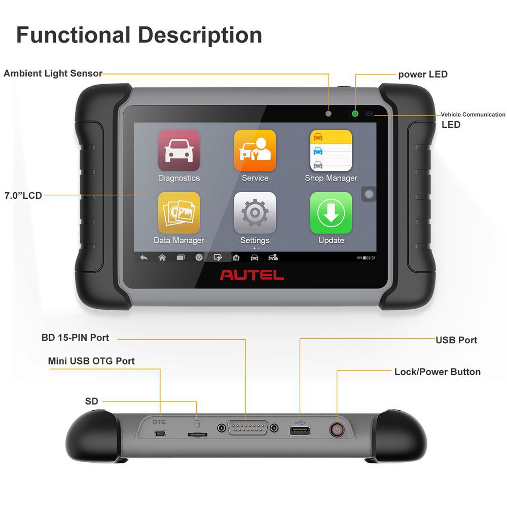 Autel Scanner MaxiCOM MK808 AU Version Alle Systemdiagnose Ausgestattet mit 25+ Wartungsfunktionen IMMO/EPB/BMS/SAS/TPMS/AutoVIN/ABS Blutung