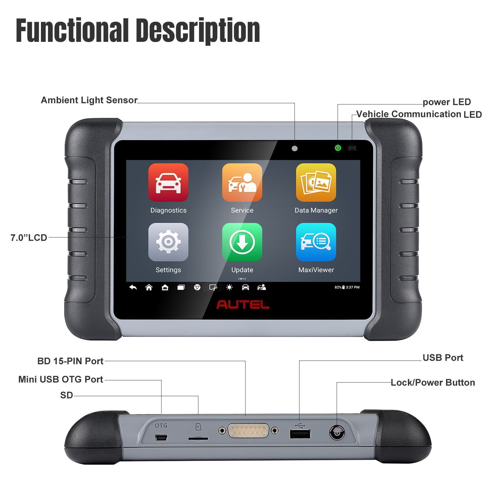 Autel MaxiCOM MK808Z MK808S Bidirektionaler Vollsystemdiagnosescanner mit Android 11 Betriebssystem Upgraded Version von MK808/MX808