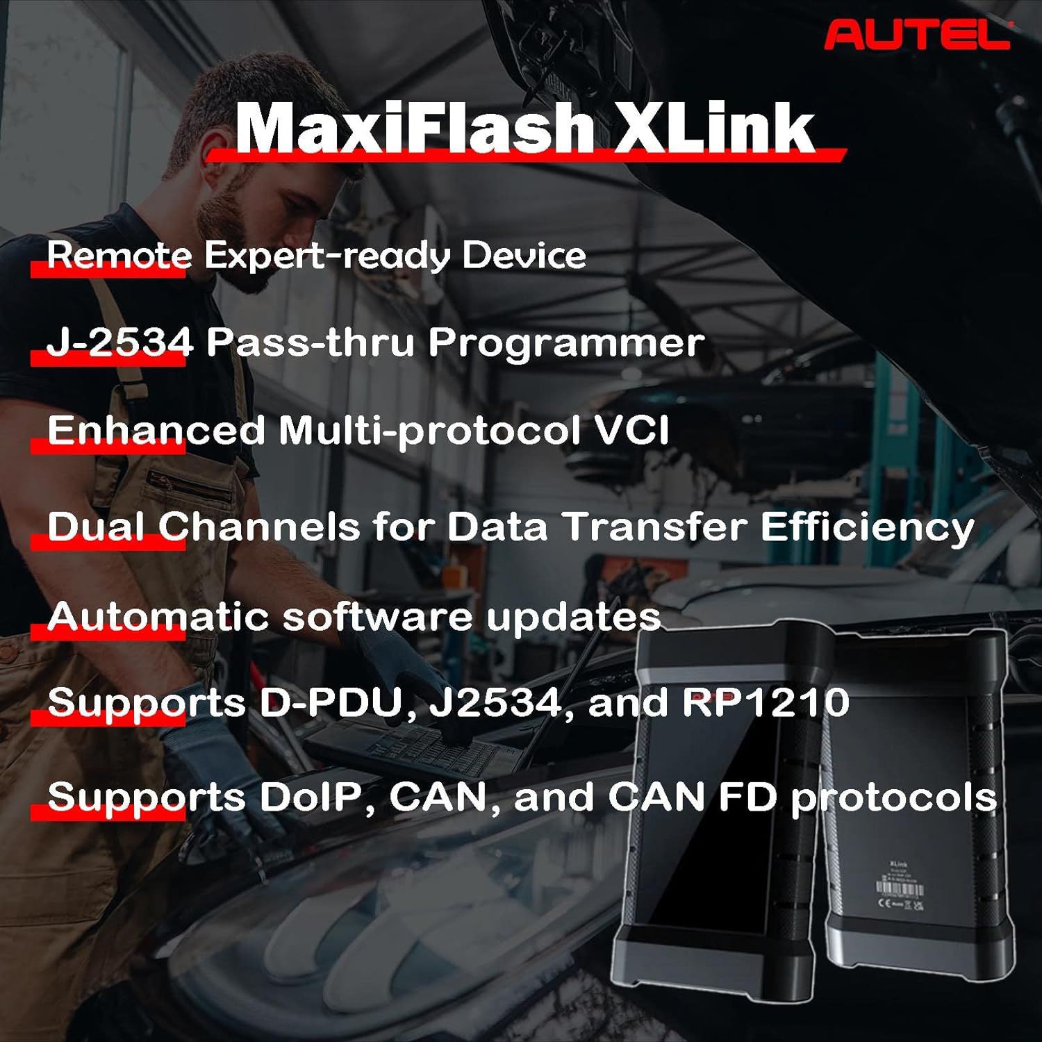 2024 Autel MaxiFlash XLink J2534 Tool Remote Expert ECU Programmiergerät Arbeit mit PC, Handy und Autel Ultra, MS919, MS909