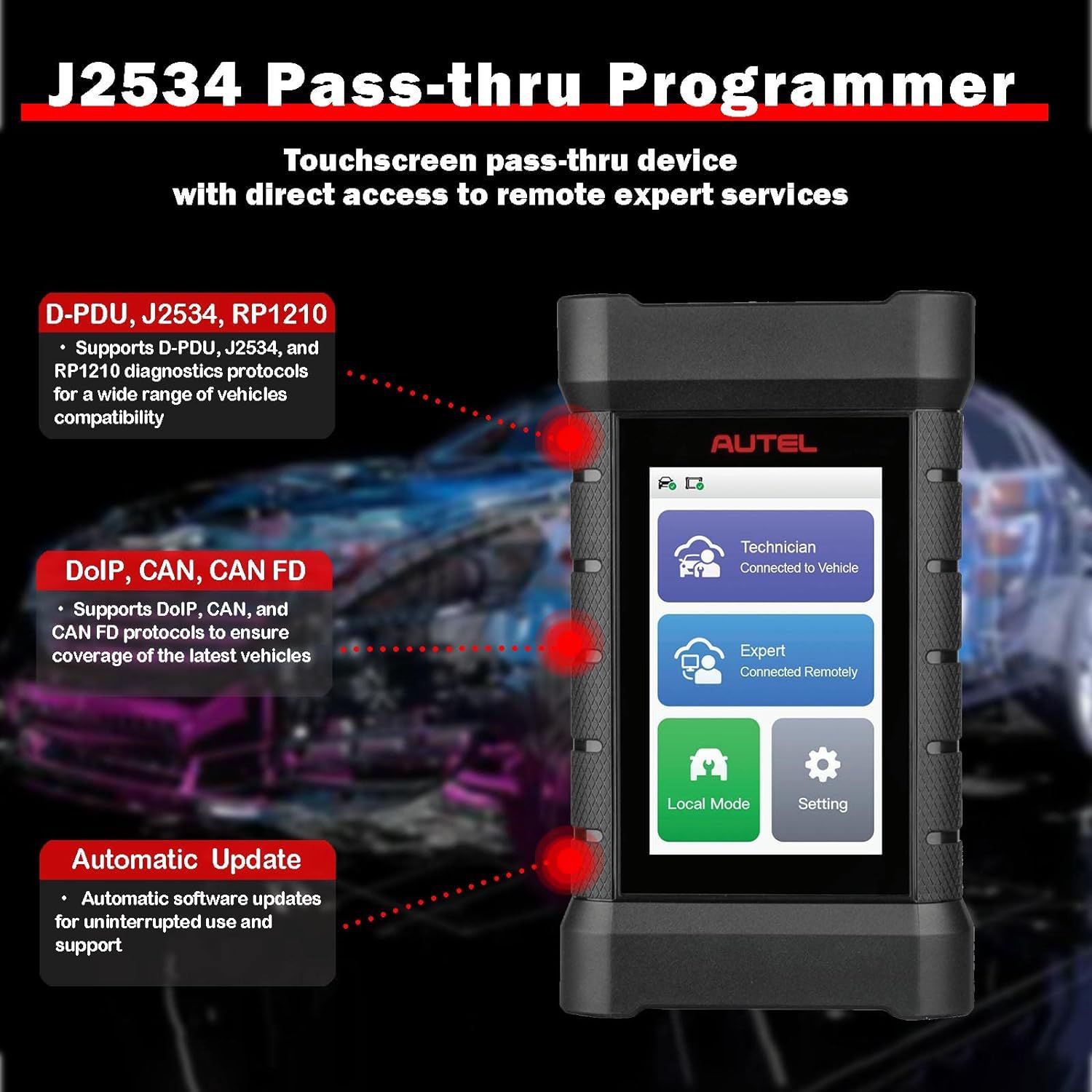 2024 Autel MaxiFlash XLink J2534 Tool Remote Expert ECU Programmiergerät Arbeit mit PC, Handy und Autel Ultra, MS919, MS909