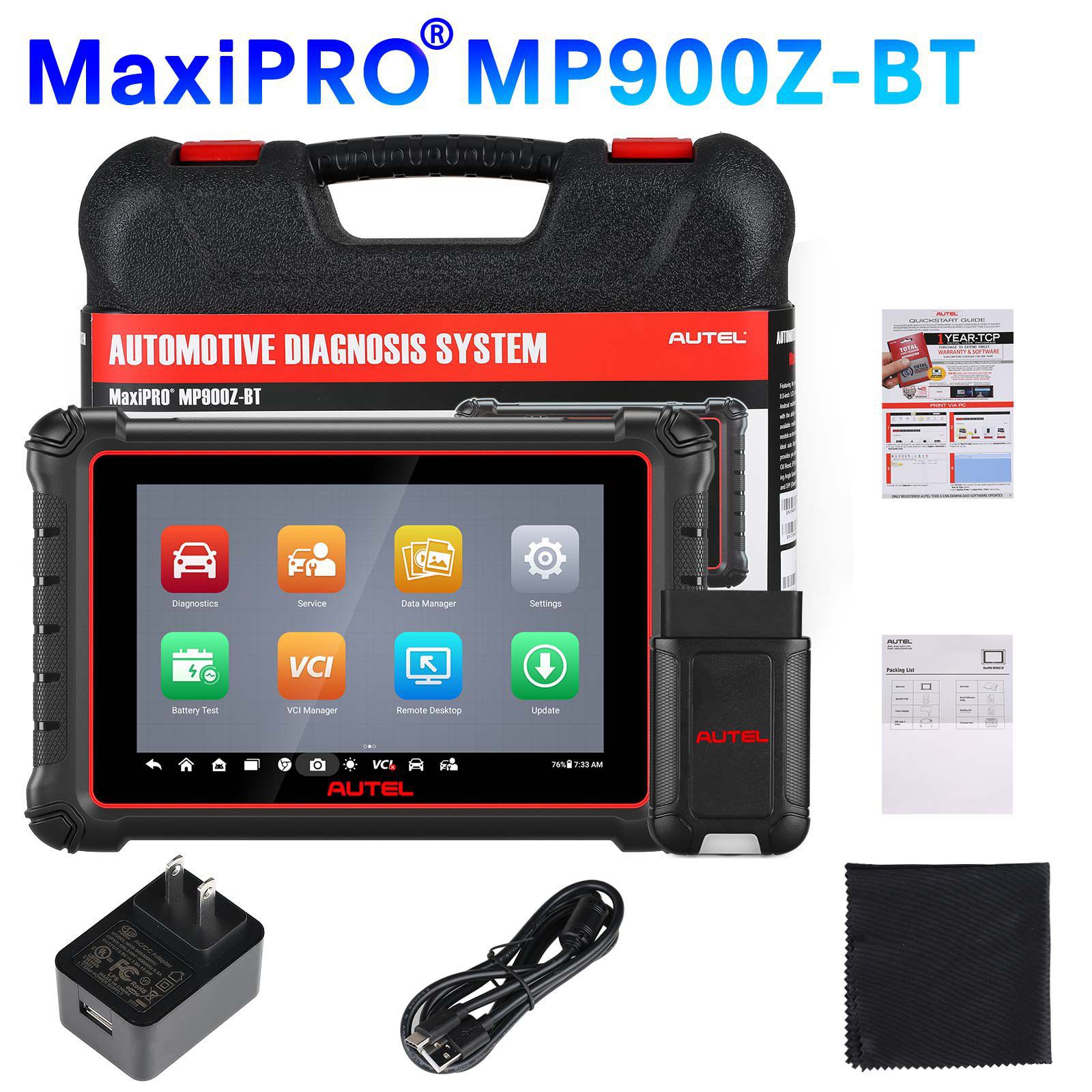 Autel MaxiPro MP900Z-BT (MP900-BT) Diagnosescanner unterstützt Steuergeräte-Codierung, Pre-Post-Scan, DoIP CAN FD-Protokolle, Upgraded Ver. Of MP808BT PRO