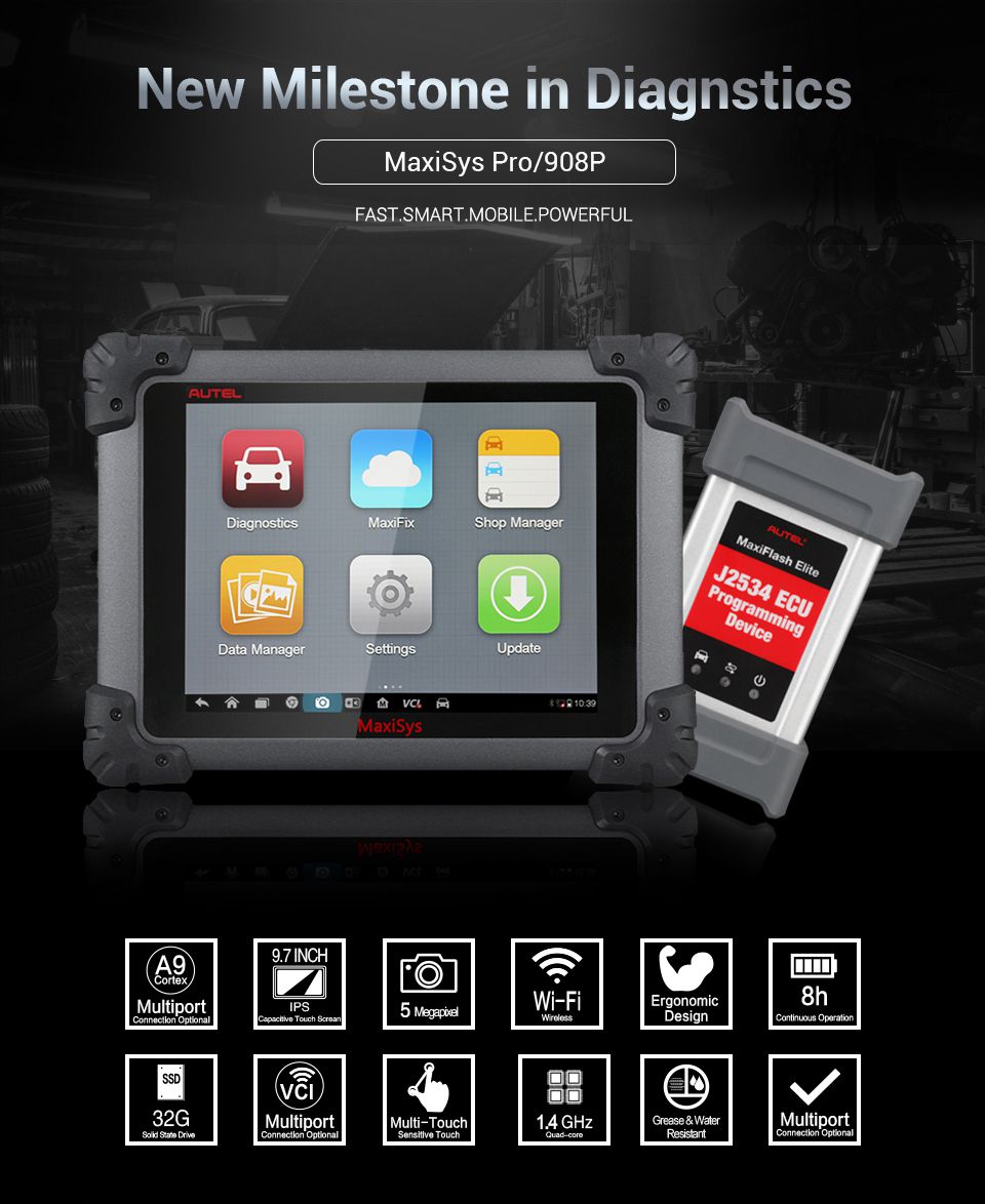 Autel MaxiSys Pro MS908P Car Bluetooth /WIFI Diagnostic / ECU Programming Tool