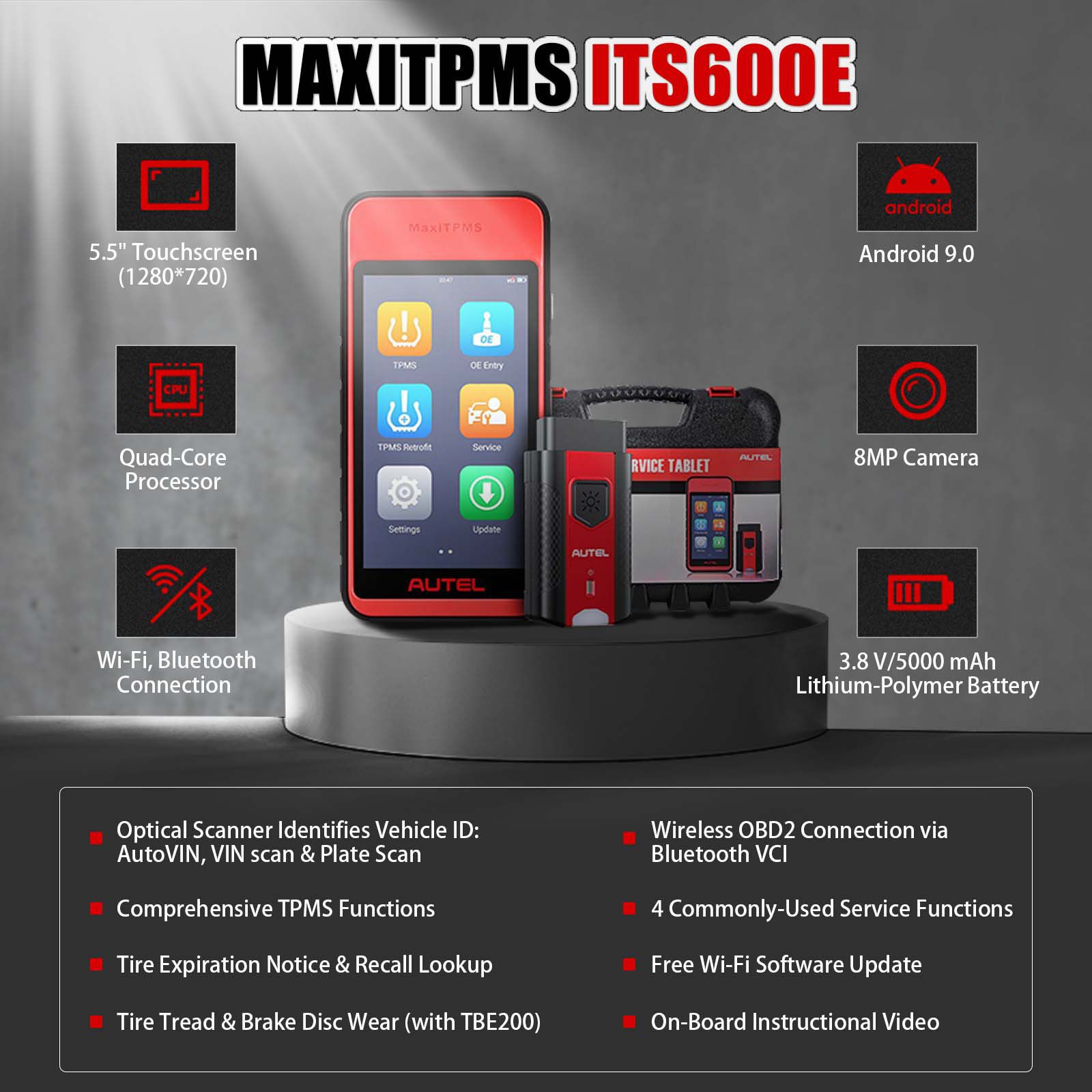 Autel MaxiTPMS ITS100E TPMS Relearn Tools TPMS Programmierwerkzeug Aktivieren/Relearn Alle Sensoren RDKS Diagnose 4 Reset Funktionen