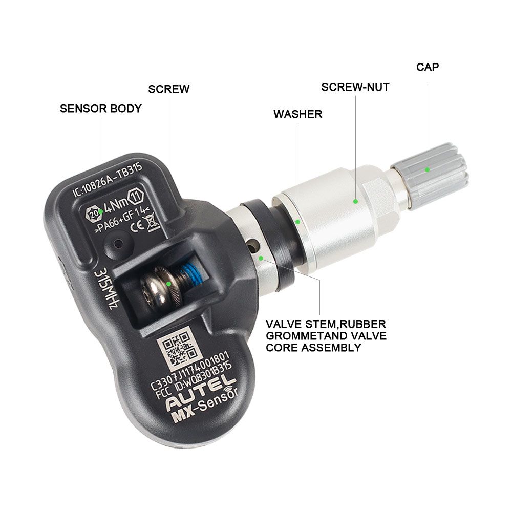 Authentischer MX -Sensor 433MHZ /315MHZ Universeller, programmierbarer TPMS -Sensor Speziell für Reifendrucksensorwechsel gebaut