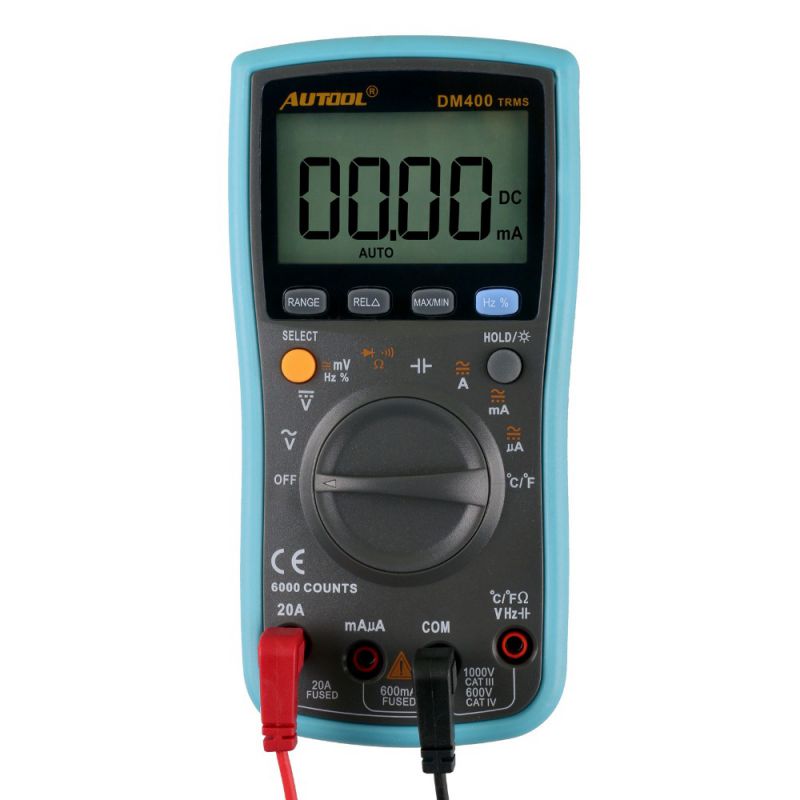 AUTOOL DM400 Digital Multimeter 6000 Counts Backlight AC /DC Ammeter Voltmeter Ohm Portable Meter